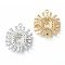 Brass Clear Cubic Zirconia Pendants, Long-Lasting Plated, Sun, Mixed Color, 27x22.5x4.5mm, Hole: 1mm