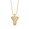 Brass Micro Pave Cubic Zirconia Pendant Necklaces, Golden, Letter Y, 16.54 inch(42cm), Pendant: 24~30x13~22mm