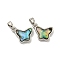 Rack Plating Brass Pave Natural Paua Shell Butterfly Charms, Platinum, 11.5x13.5x4mm, Hole: 5x2.5mm