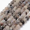 Frosted Natural Dragon Veins Agate Beads Strands G-F376-8mm-1