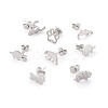 Crafans 16 Pairs 16 Style Crocodiles & Dog & Swan & Hedgehog & Dinosaur & Bird 304 Stainless Steel Stud Earrings EJEW-CF0001-02P-12