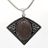 Fan Shaped Platinum Plated Alloy Lava Rock Stone Pendants G-M047-01-2