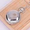 Alloy Flat Round with Pattern Printed Porcelain Openable Quartz Pocket Watch Pendant Necklace WACH-M126-M02-3