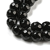 Faceted Round Natural Black Onyx Beads Strands G-S132-01-3