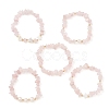5Pcs 5 Style Natural Rose Quartz Chips Stretch Bracelets Set BJEW-JB09551-02-1