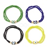 4Pcs 4 Color Glass Seed Triple Layer Stretch Bracelets Set with Lampwork Evil Eye Lampwork Beaded BJEW-TA00286-1