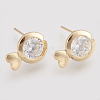 Brass Cubic Zirconia Stud Earrings X-KK-T029-114G-1