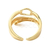 Oval Buckle Brass Double Layer Open Cuff Rings for Women RJEW-A046-04G-3