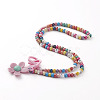 Personalized Spary Painted Natural Wood Beaded Necklaces NJEW-JN03243-2