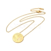 304 Stainless Steel Flat Round Pandant Necklace for Women NJEW-O126-01G-02-1