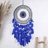 Evil Eye Woven Web/Net with Feather Wall Hanging Decorations PW-WG77758-01-3