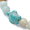 Natural Flower Amazonite & Synthetic Turquoise Turtle Beaded Stretch Bracelet BJEW-JB09699-01-3