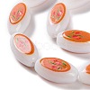 Printing Glass Oval Beads for Necklaces Bracelets Making GLAA-B020-01A-02-3