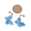 Glass Seed Beaded Dangle Stud Earrings EJEW-MZ00168-02-3