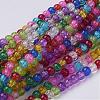 16 inch Mixed Color Round Crackle Glass Strands X-GGM001-1