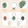 SUPERFINDINGS 4 Sets Monstera Leaf Alloy Pendant Keychain KEYC-FH0001-40-4