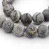 Frosted Natural Map Stone/Picasso Stone/Picasso Jasper Round Bead Strands G-M272-08-8mm-1