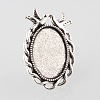 Vintage Adjustable Iron Finger Ring Components Alloy Double Kissing Birds Cabochon Bezel Settings X-PALLOY-O039-14AS-2