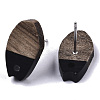 Resin & Walnut Wood Stud Earring Findings MAK-N032-010A-6