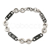 Two Tone 304 Stainless Steel Oval & Cross Link Chain Bracelet BJEW-B078-24BP-1