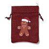 6Pcs 6 Styles Christmas Theme Rectangle Jute Bags ABAG-E007-01-2