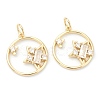 Brass Clear Cubic Zirconia Pendants ZIRC-B010-09G-1