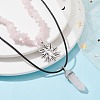 2Pcs 2 Style Natural Rose Quartz Bullet & Alloy Sun Pendant Necklaces Set NJEW-JN04514-04-2