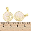 Rack Plating Brass Pave Shell Flat Round Pendants KK-M291-18G-3