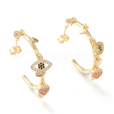 Brass Micro Pave Cubic Zirconia Stud Earrings EJEW-I251-01G-1