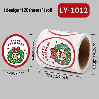 120 Round Paper Christmas Cartoon Sticker Rolls DIY-M070-09A-1