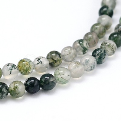 Natural Moss Agate Round Bead Strands G-J303-07-10mm-1