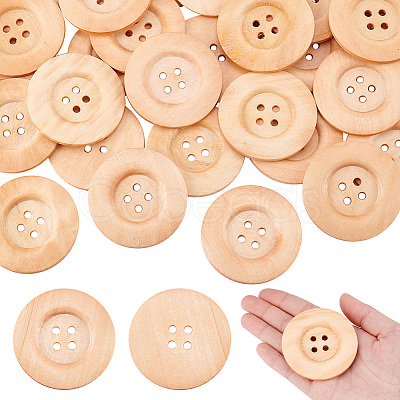 Olycraft 30Pcs Wood Buttons BUTT-OC0001-50A-1