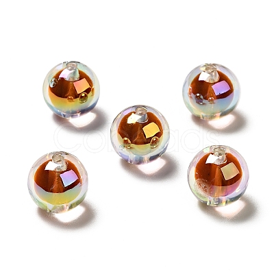 UV Plating Rainbow Iridescent Transparent Acrylic Beads OACR-A014-04-1