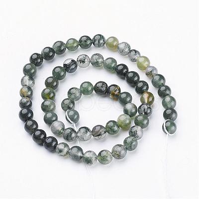 Natural Moss Agate Beads Strands GSR6mmC001-1