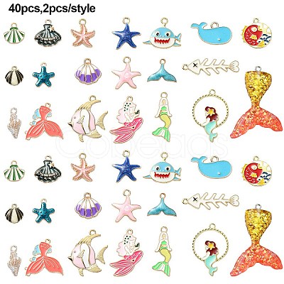 40Pcs 20 Styles Ocean Theme DIY Pendants Kits ENAM-YW0004-04-1