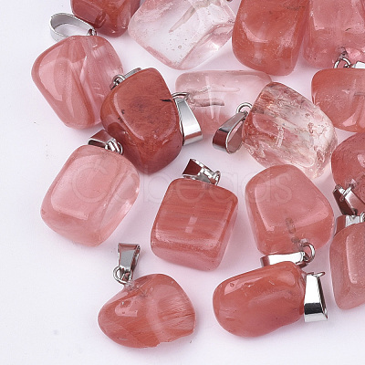 Cherry Quartz Glass Pendants G-Q996-21-1