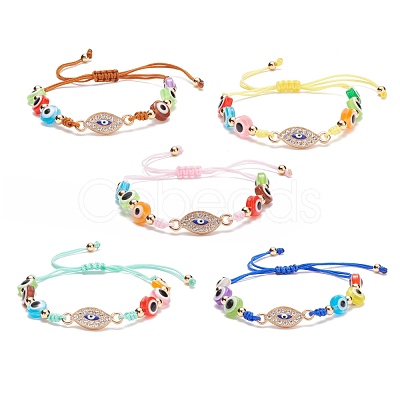 Resin Evil Eye Braided Bead Bracelet BJEW-JB08413-1