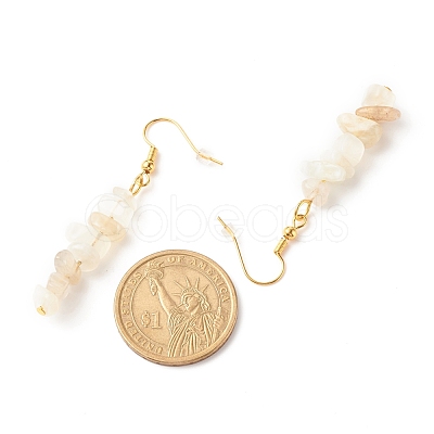 Natural White Moonstone Chip Beaded Dangle Earrings EJEW-JE04788-06-1