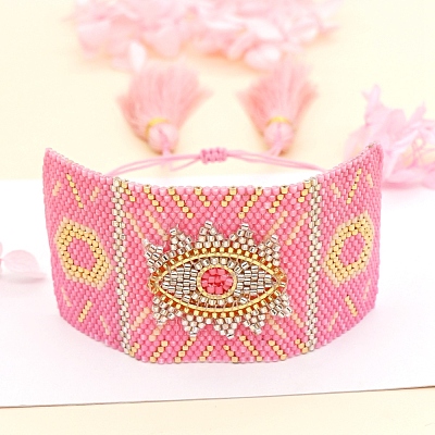 Friendship Eye Loom Pattern Seed Beads Bracelets for Women BJEW-Z013-15B-1