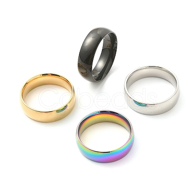 4Pcs 4 Colors 201 Stainless Steel Plain Band Rings Set for Women RJEW-YW0001-04-1