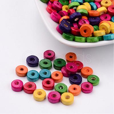 Lead Free Flat Round Natural Wood Beads X-YTB021-1