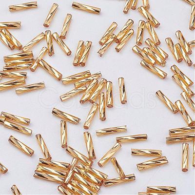 Glass Twisted Bugle Beads SEED-E002-9mm-822#-1