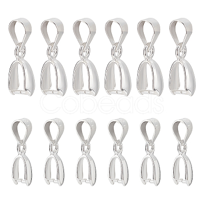 BENECREAT 12Pcs 2 Size 925 Sterling Silver Ice Pick Pinch Bails STER-BC0001-62-1