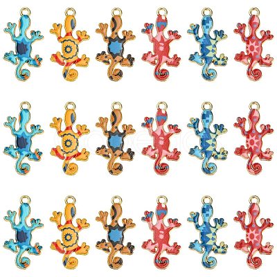 30Pcs 6 Colors Alloy Enamel Pendants ENAM-CJ0004-80-1