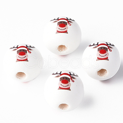 Painted Natural Wood Beads WOOD-N006-186-1