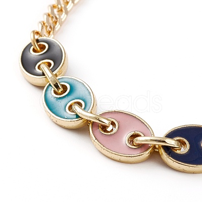 Golden Plated Brass Enamel Chain Bracelets BJEW-JB05881-1