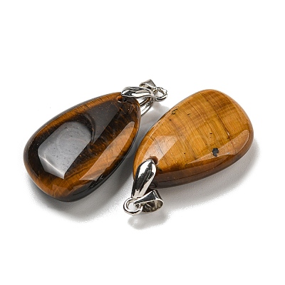 Natural Tiger Eye Pendants G-G147-02P-05-1