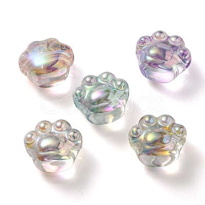 UV Plating Rainbow Iridescent Acrylic Beads OACR-P010-18-1