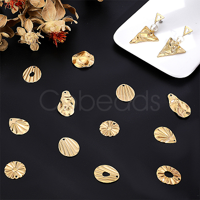 Unicraftale 20Pcs 10 Style Textured 201 Stainless Steel Pendants STAS-UN0047-26G-1