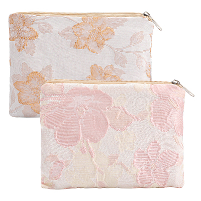 Gorgecraft 2Pcs 2 Colors Chinese Style Rectangle Cloth Zipper Pouches ABAG-GF0001-22-1